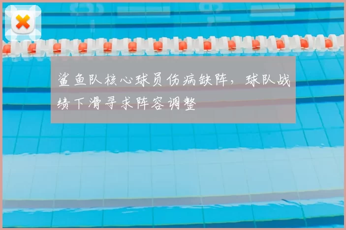 鲨鱼队核心球员伤病缺阵，球队战绩下滑寻求阵容调整