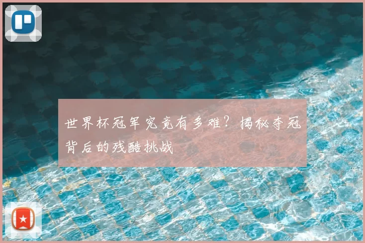 世界杯冠军究竟有多难？揭秘夺冠背后的残酷挑战